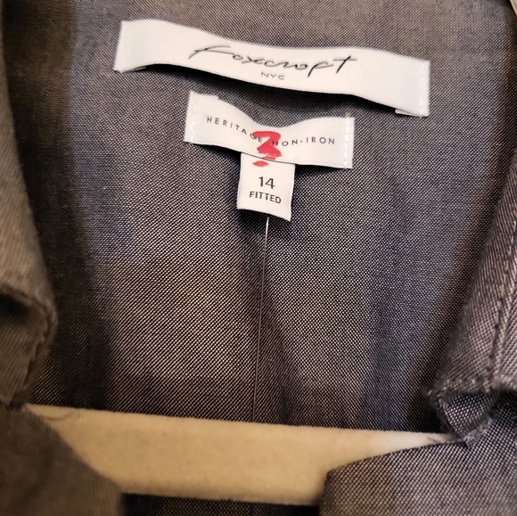 NWT FOXCROFT HIDDEN BUTTON FRONT CAREER SUMMER OFFICE  NON IRON GREY TOP SIZE 14 - Picture 5 of 6